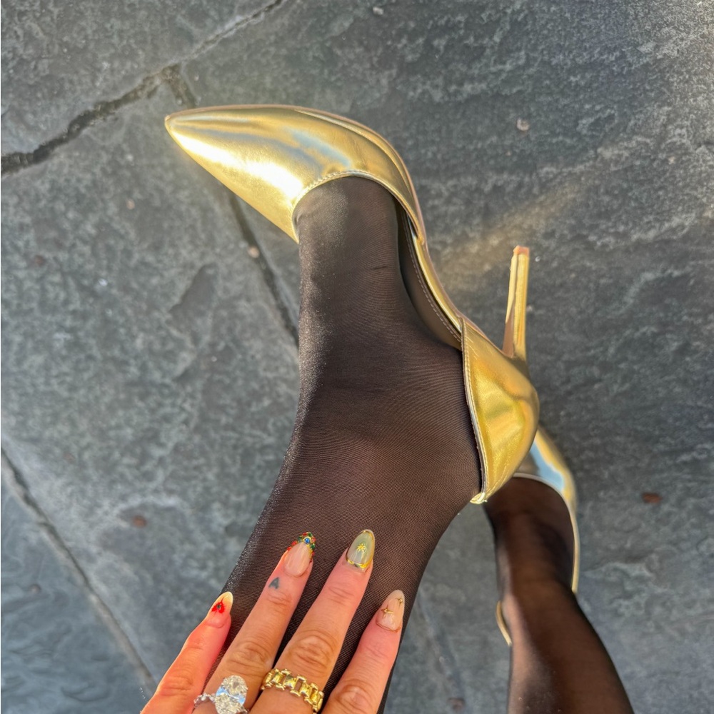 Just Fab Shoe Dazzle Gold Metallic Heels size 8